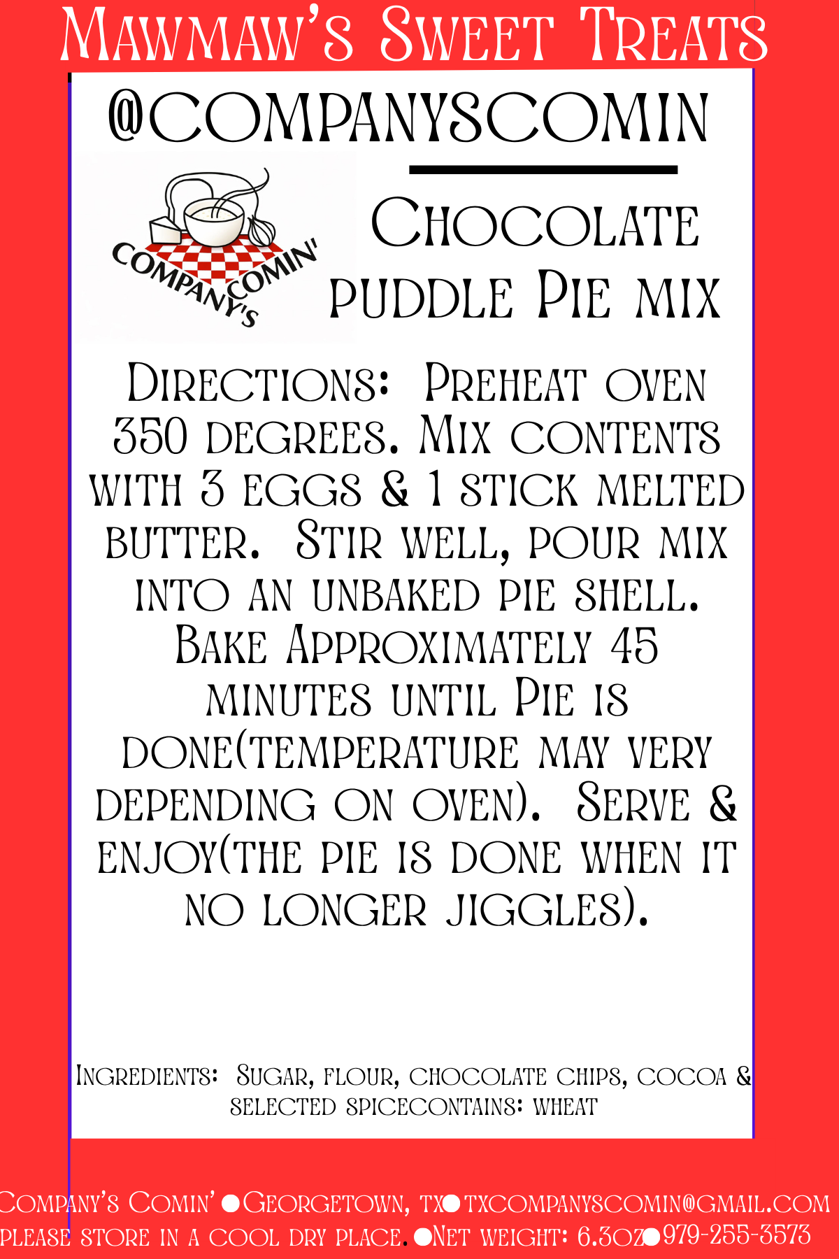 Chocolate Puddle Pie Mix