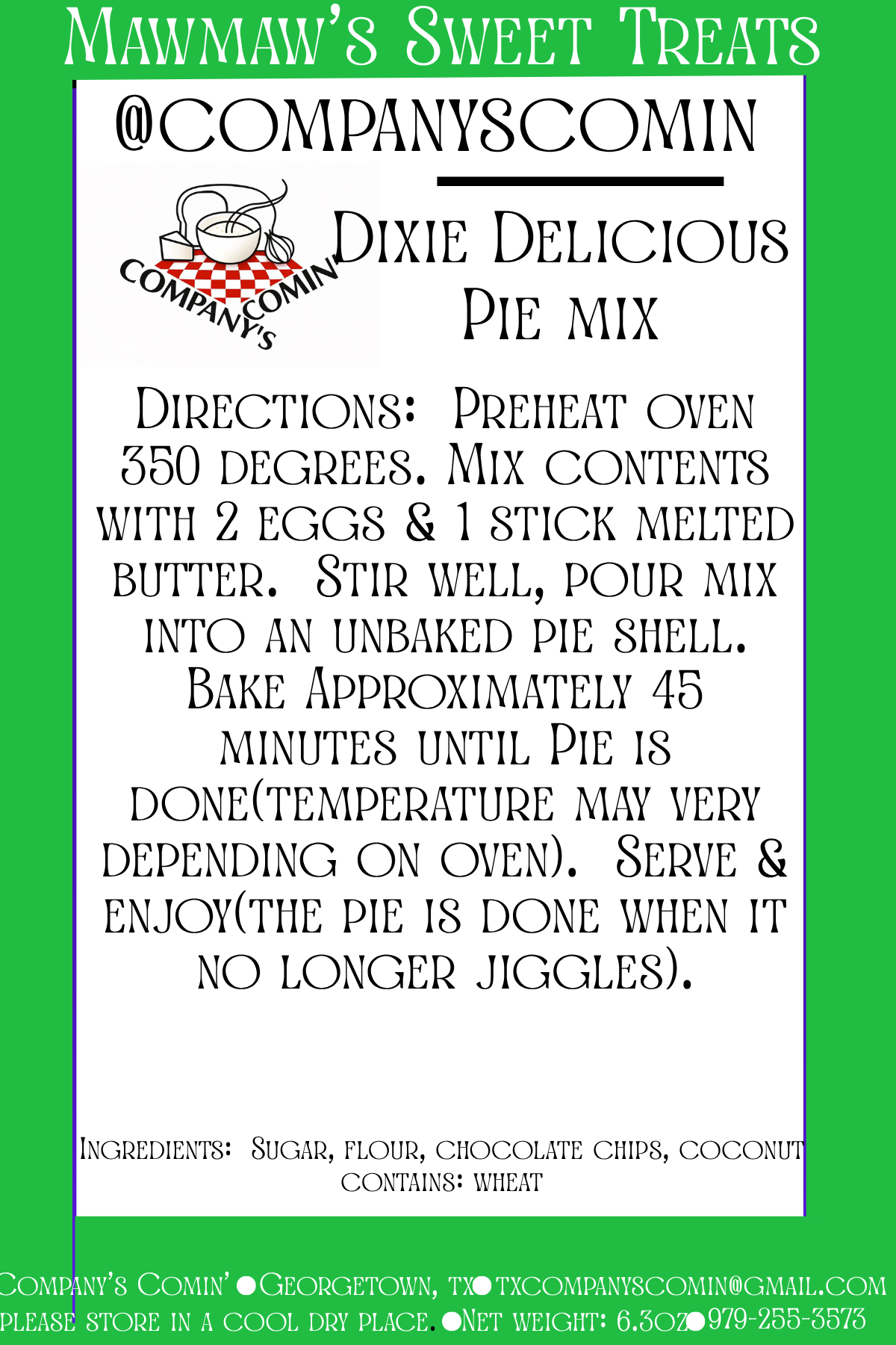 Dixie Delicious Pie Mix